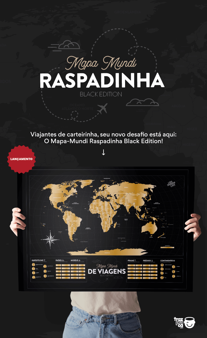Mapa-Mundi Raspadinha Black Edition Sem Moldura - casa e cafe